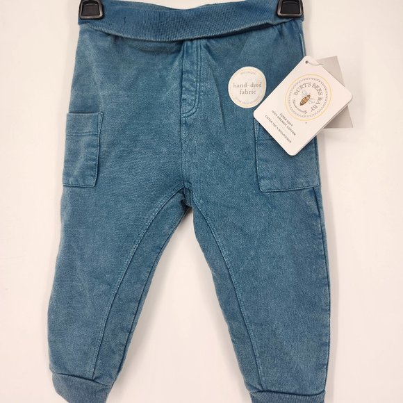 Burt's Bees Baby Boys' Organic Cotton French Terry Acid Wash Pants Blue 12M NWT - Picture 3 of 6